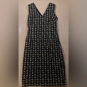 Banana Republic Factory Printed Bubble Sleeveless V Neck Fitted Dress Size 0‎